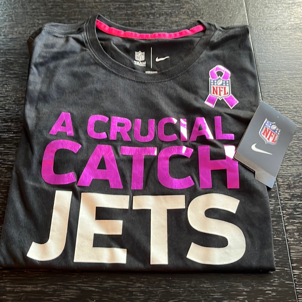 NY Jets Crucial Catch Pink Nike NFL NWT T Shirt L